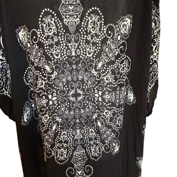 Shawl Poncho Wrap Kimono Black Geometric Aztec OSFM LOVESTITCH Boho Aztec Artsy - Picture 9 of 10